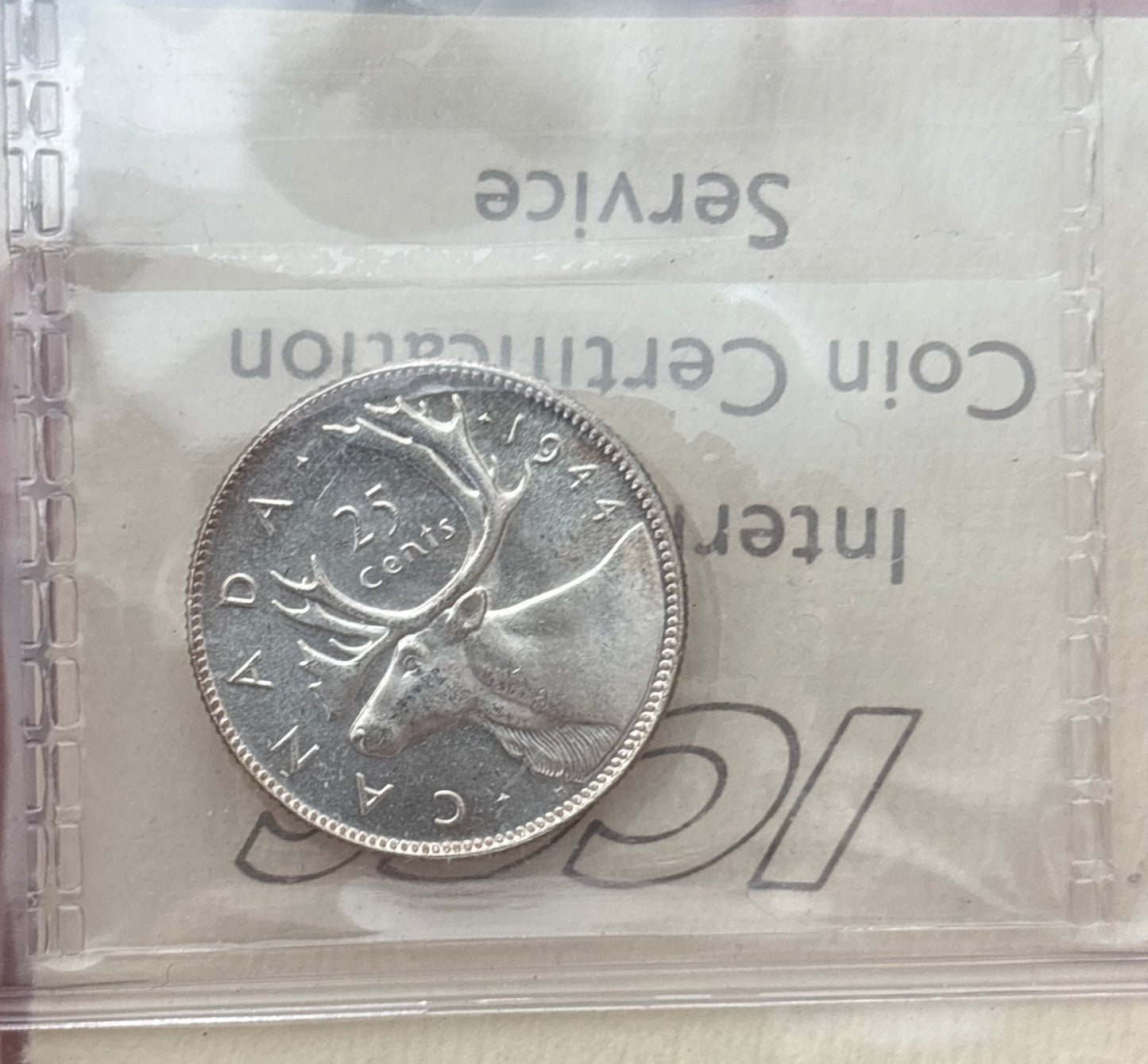 1944 Canada 25 Cent. ICCS graded MS-65