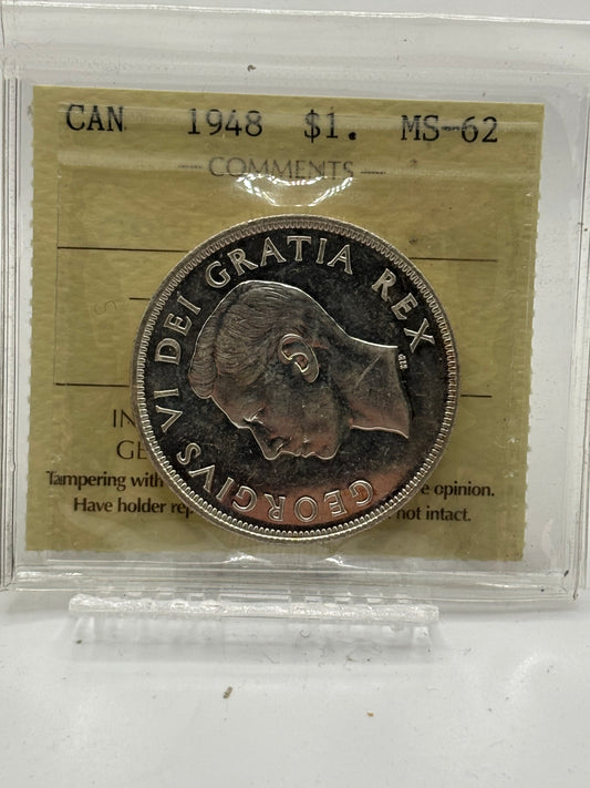 1948 Canada $1. ICCS graded MS-62