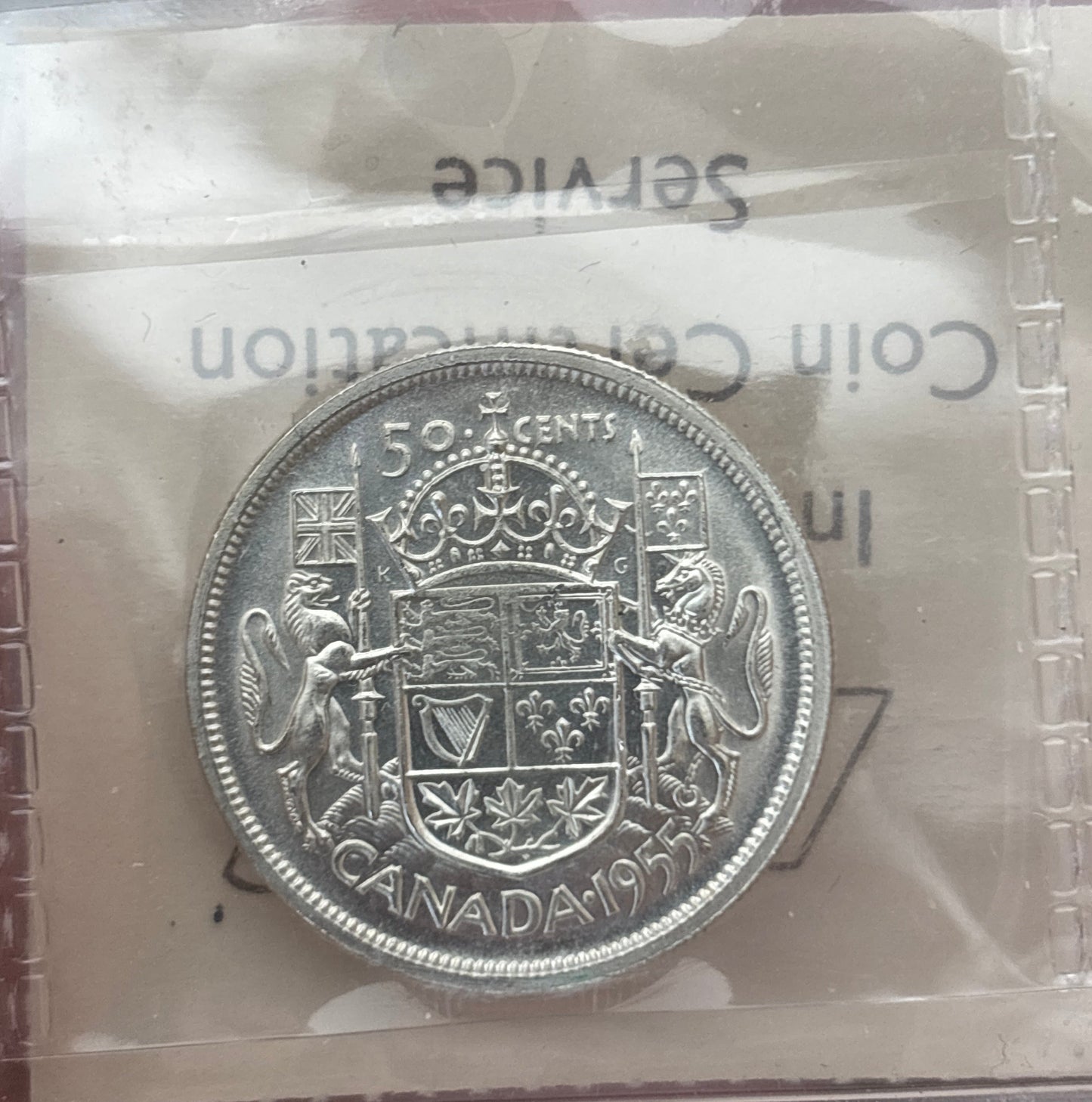 1955 Canada 50 Cent. ICCS graded MS-64