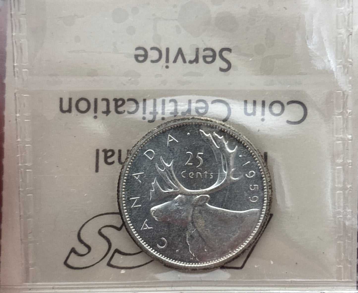 1959 Canada 25 Cent. ICCS graded MS-64 Cameo
