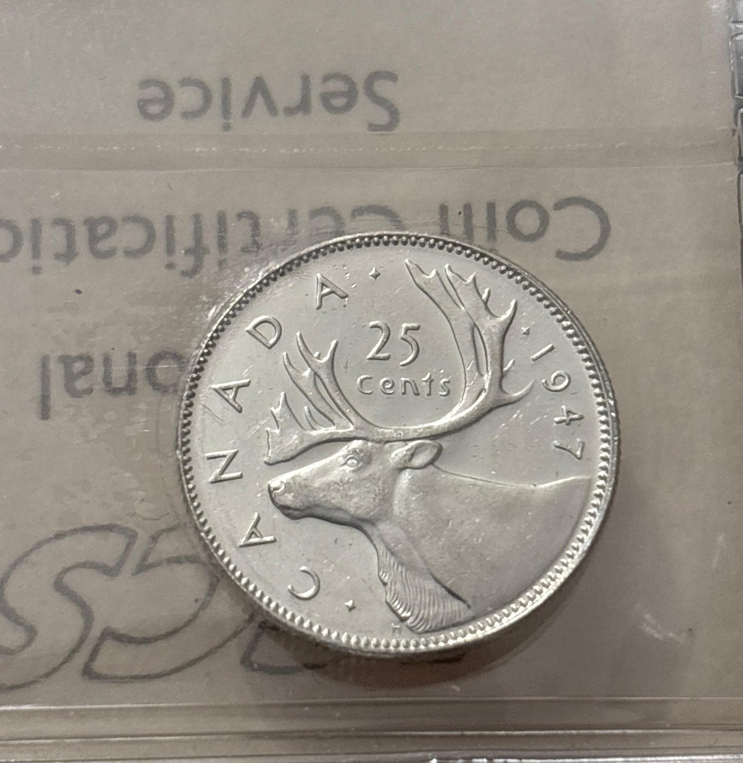 1947 Canada 25 Cent. ICCS graded MS-64
