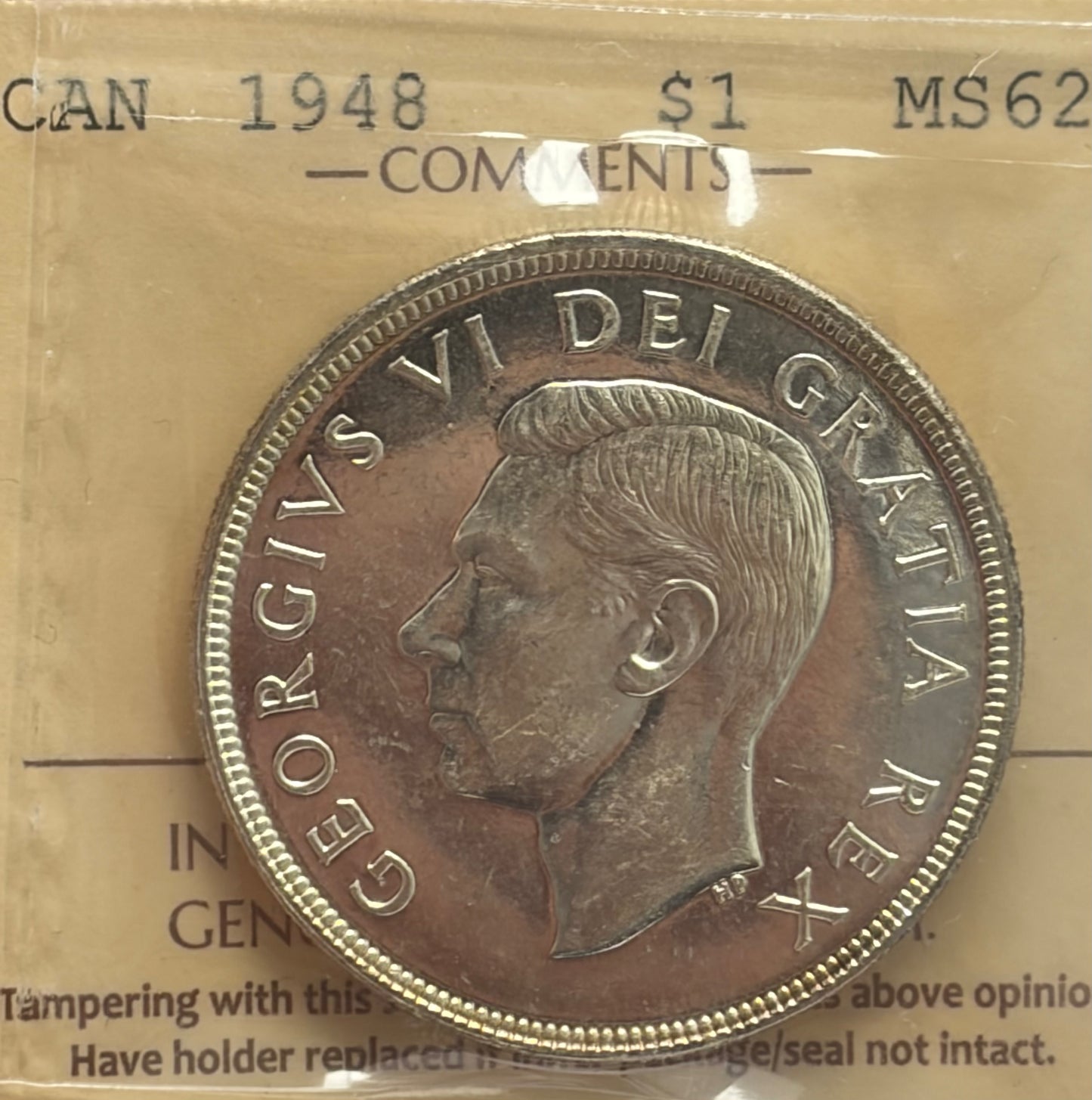 1948 Canada $1. ICCS graded MS-62