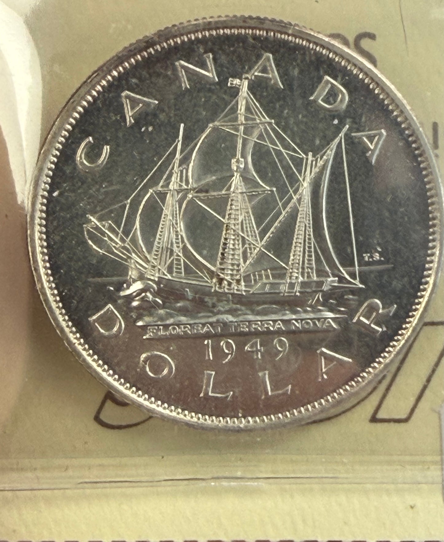 1949 Canada Newfoundland Silver Dollar | ICCS MS-65 | Commemorative Cabot Ship Dollar