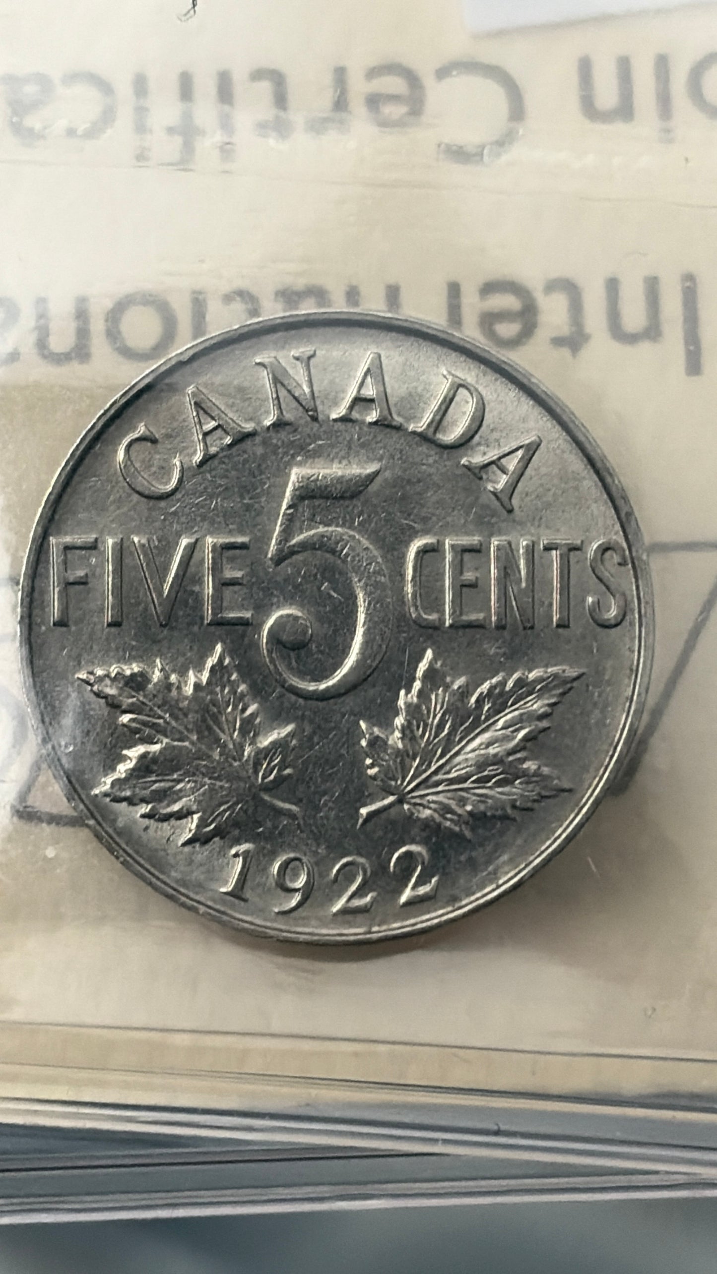 1922 Canada 5 Cents | ICCS AU-55 | King George V Nickel