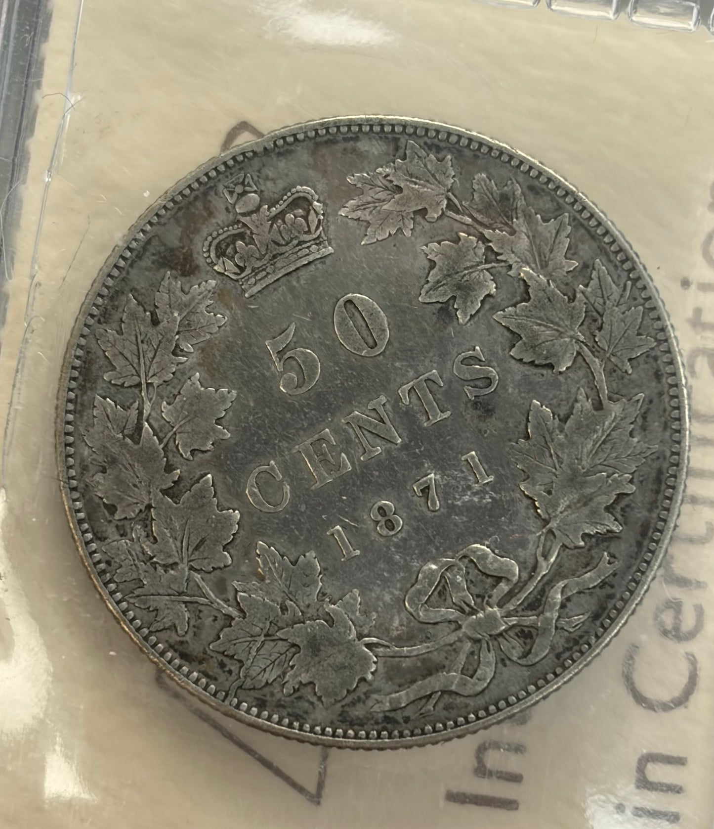1871 Canada 50 Cents Silver Half Dollar | ICCS F-15 | Victoria