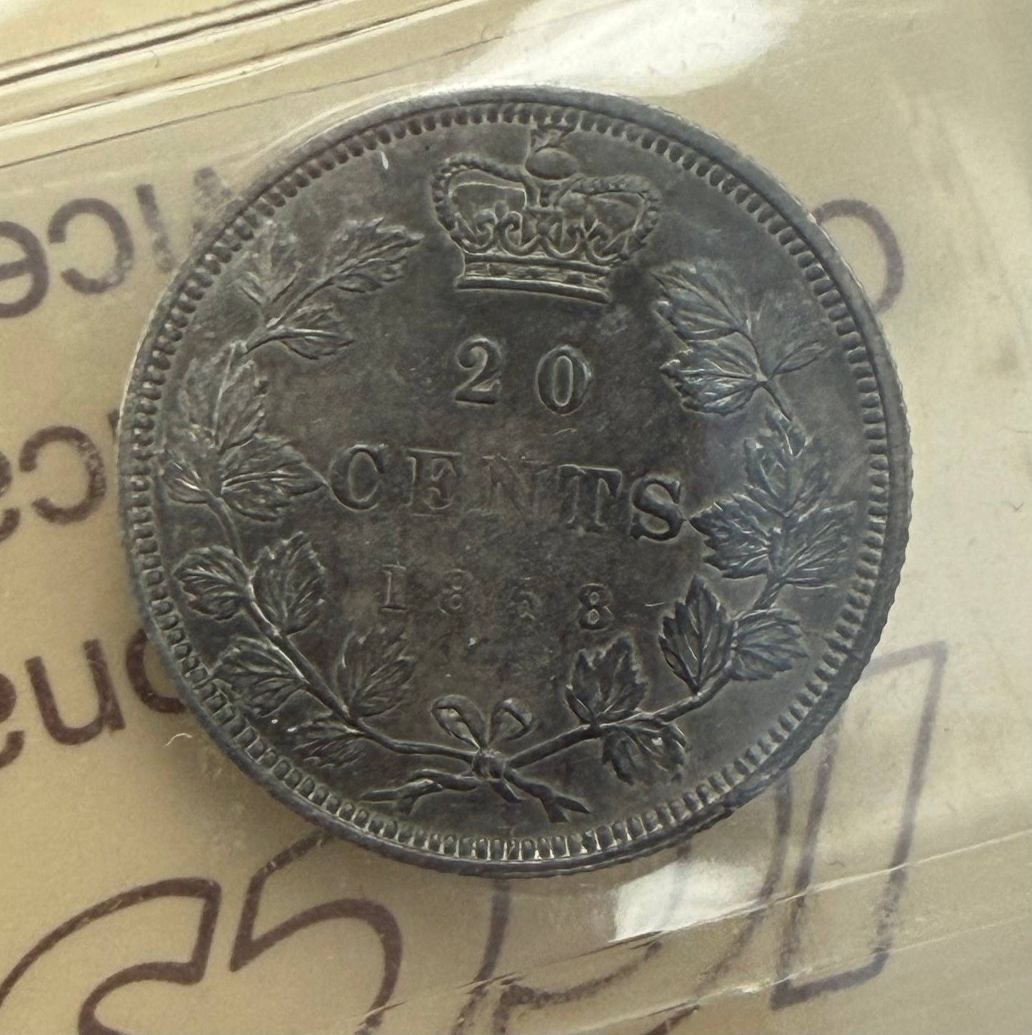 1858 Canada 20 Cents Silver Coin | ICCS AU-50 | Victoria | Coinage Variety