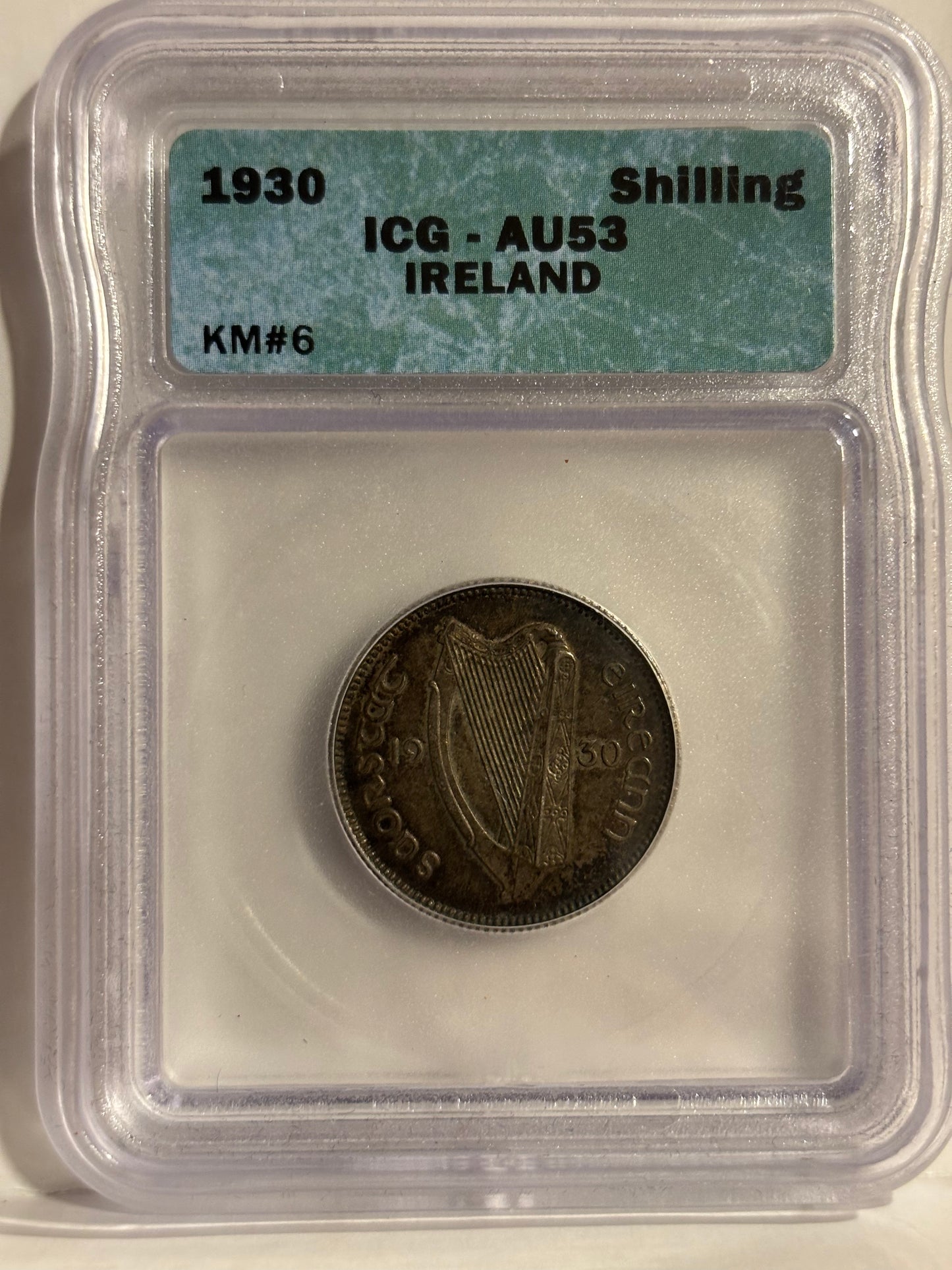 1930 Ireland Shilling KM#6 ICS graded AU53