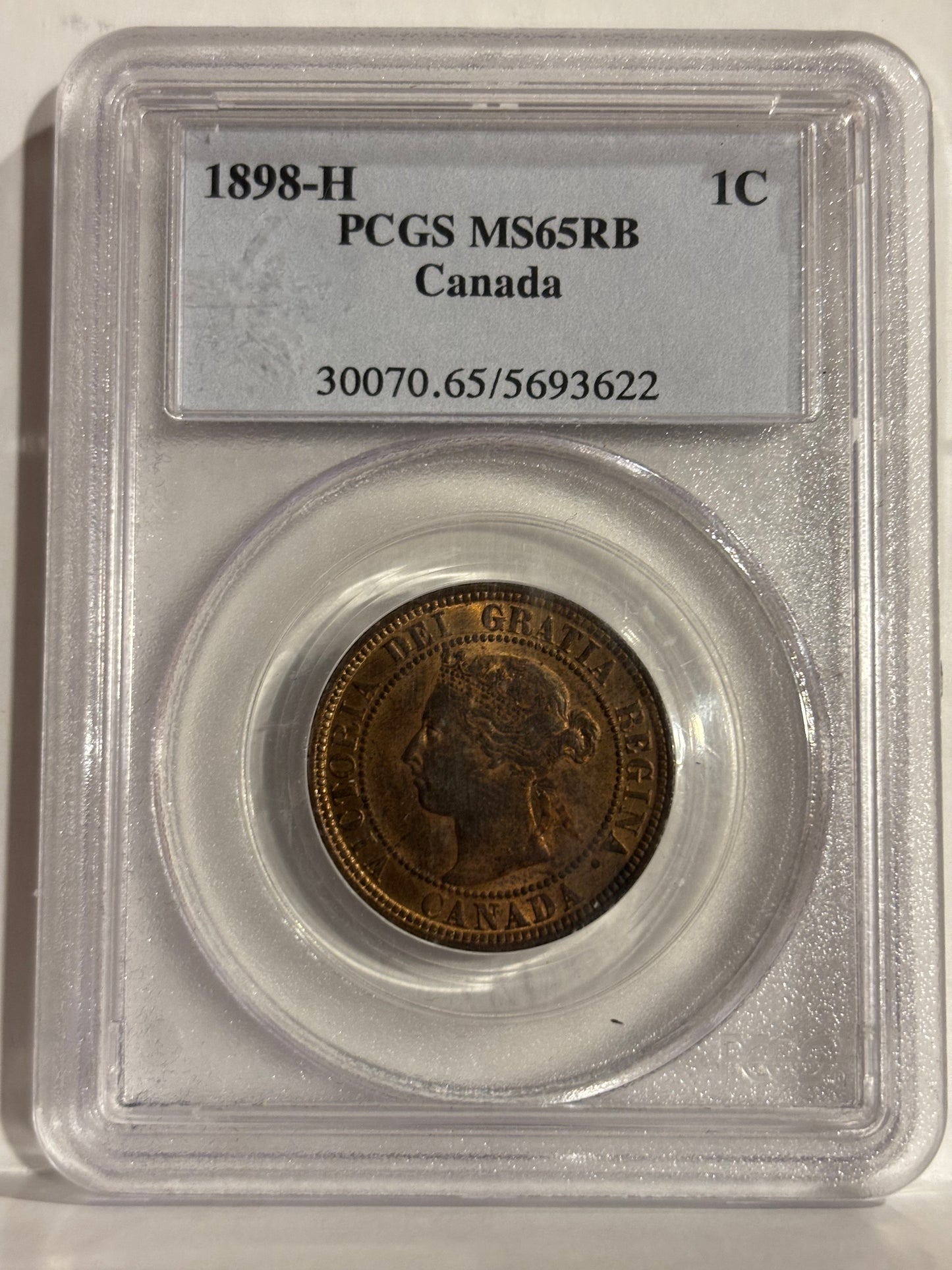 1898H Canada 1 Cent. PCGS graded MS65RB