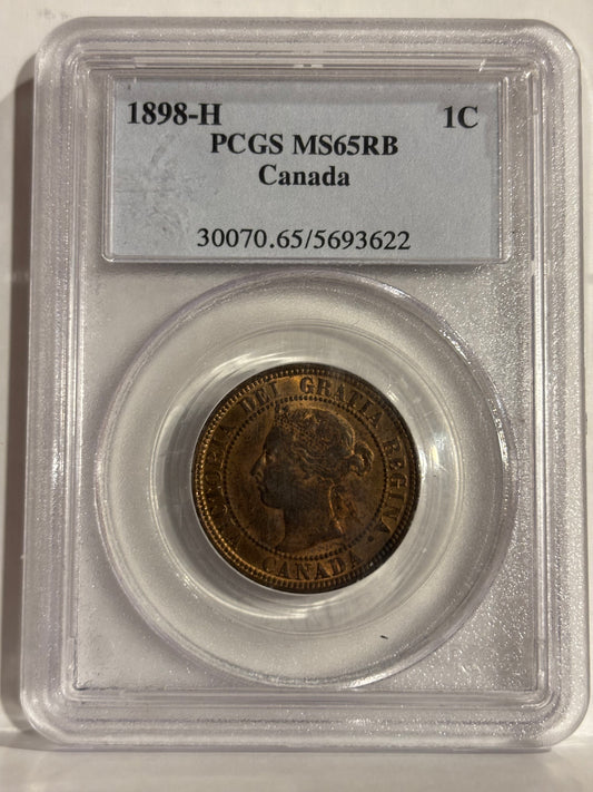 1898H Canada 1 Cent. PCGS graded MS65RB