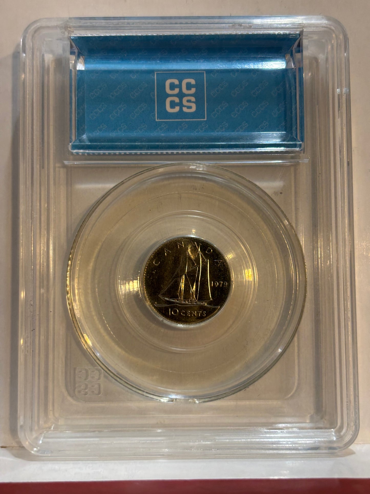 1979 Canada 10 Cent Brockage Error. CCCS graded MS63