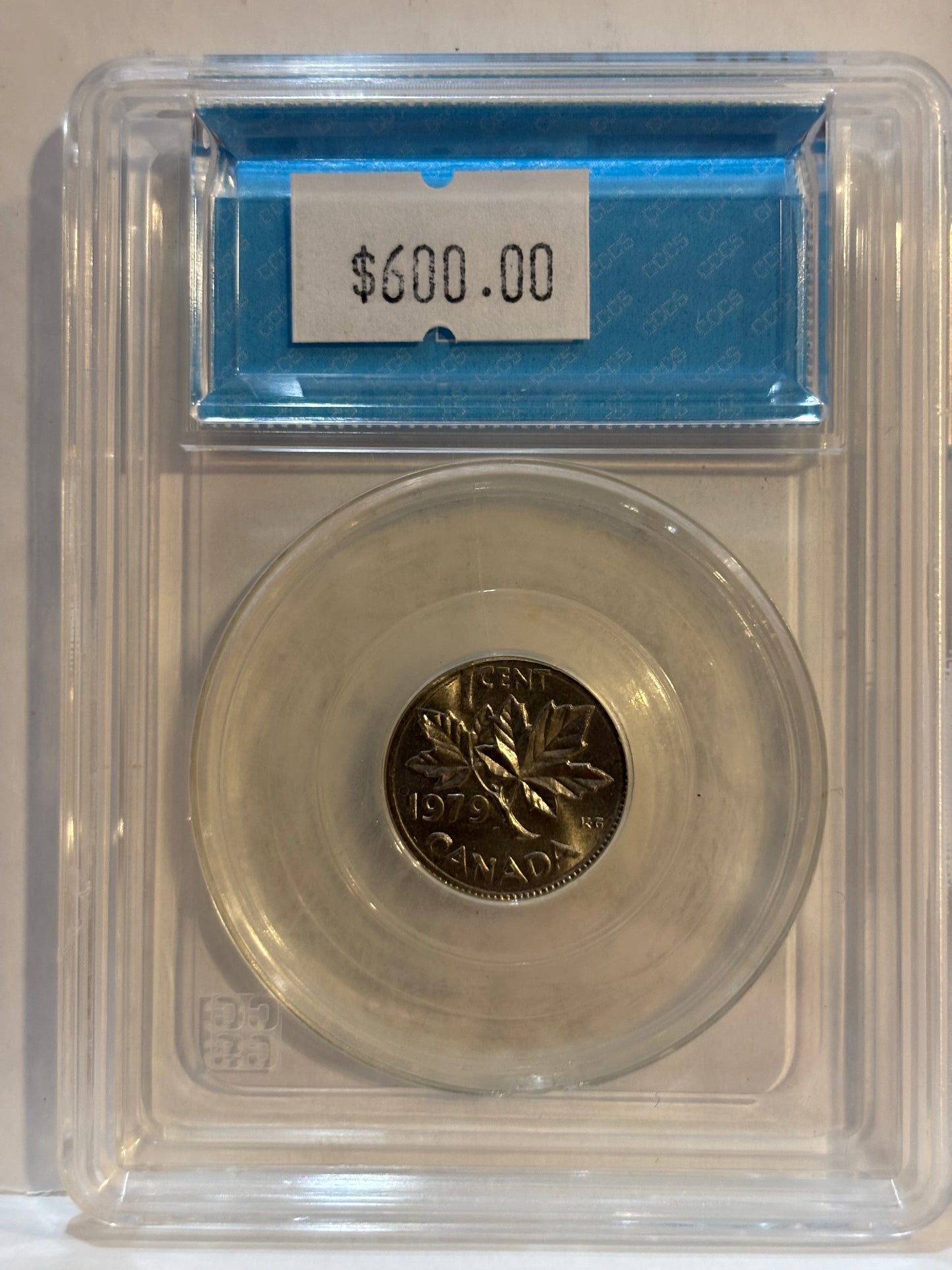 1979 Canada 1 Cent Error, 2.15g Struck on a 10 Cents. CCCS graded MS65
