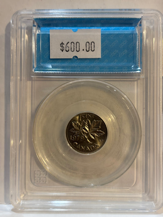1979 Canada 1 Cent Error, 2.15g Struck on a 10 Cents. CCCS graded MS65