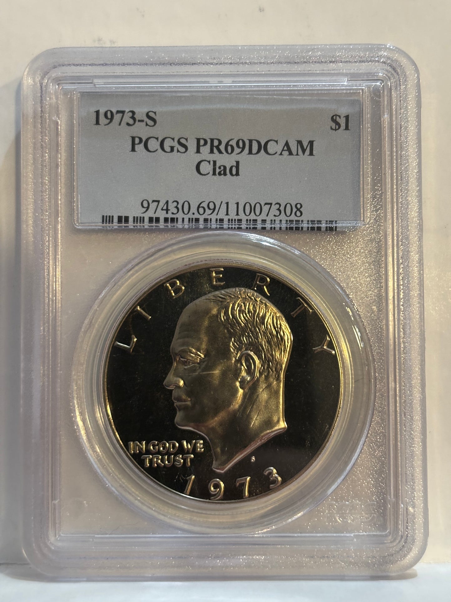 1973-S USA Proof Clad Dollar. PCGS graded PR69DCAM