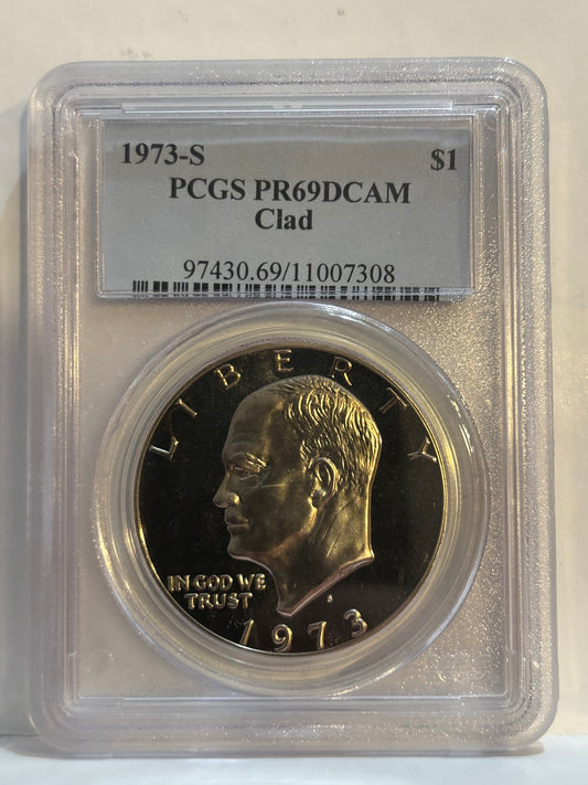 1973-S USA Proof Clad Dollar. PCGS graded PR69DCAM