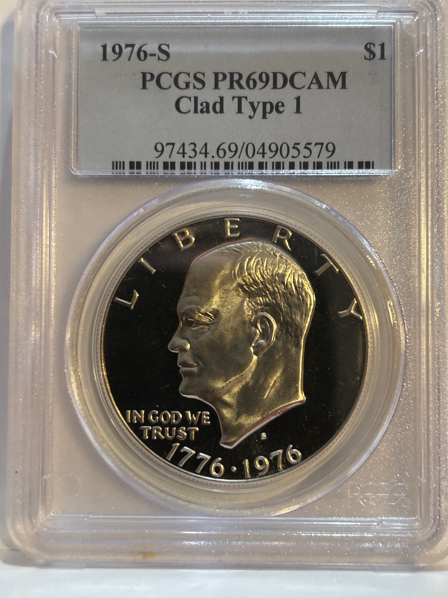 1976-S USA Proof Clad Type 1 Dollar. PCGS graded PR69DCAM