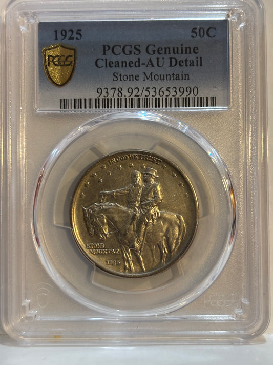 1925 USA 25 Cents Stone Mountain. PCGS Graded AU-Details (Cleaned)