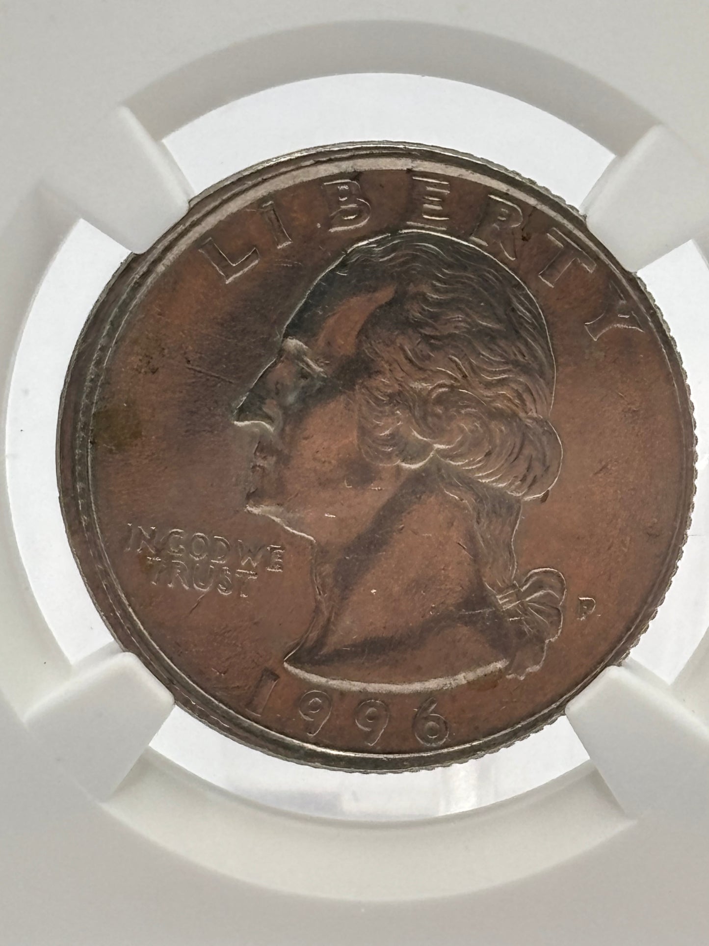 1996 USA 25 Cent Error. Railroad Rim. NGC graded Uncirculated