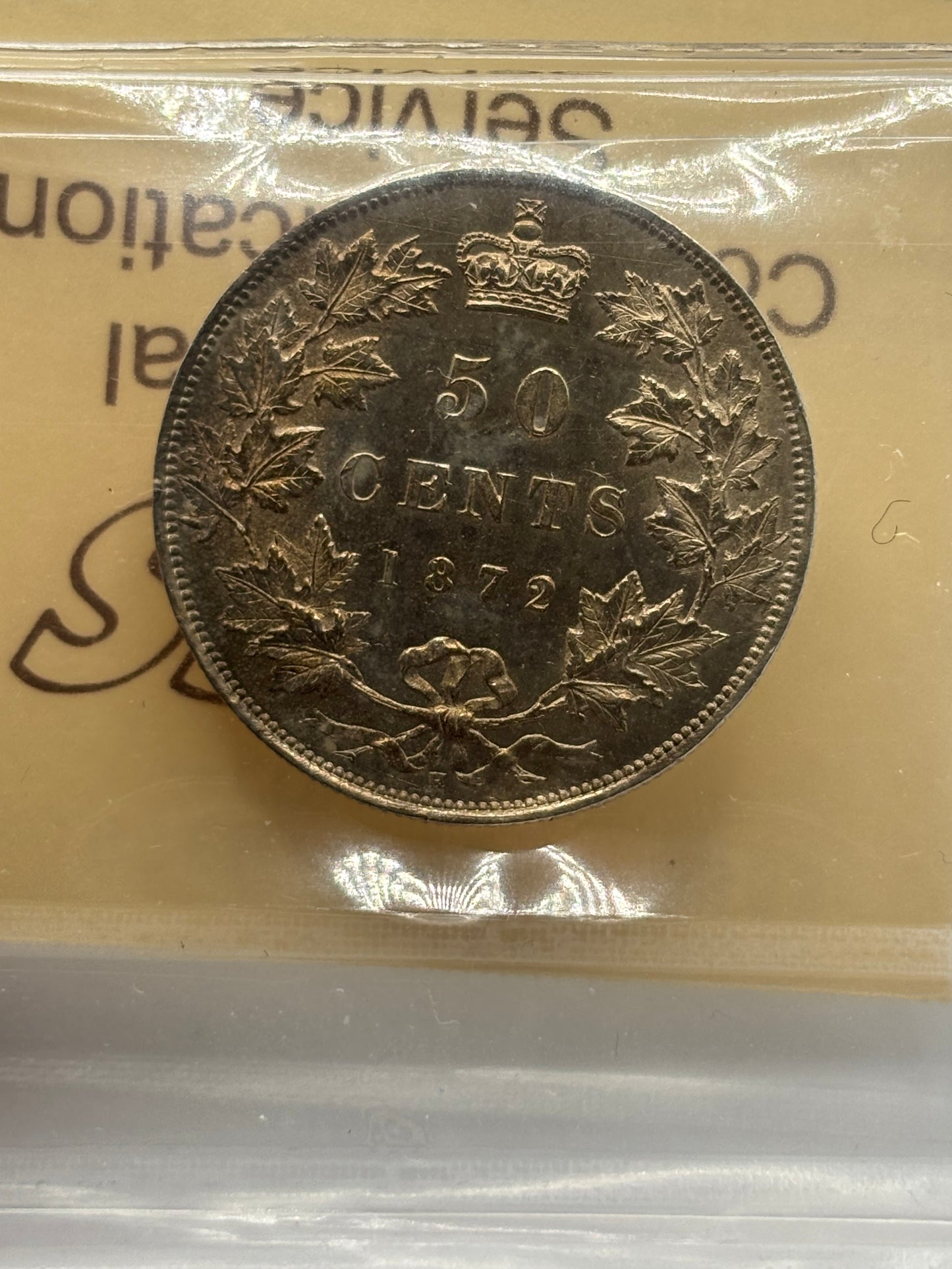 1872H Canada 50 Cents, ICCS Graded MS63