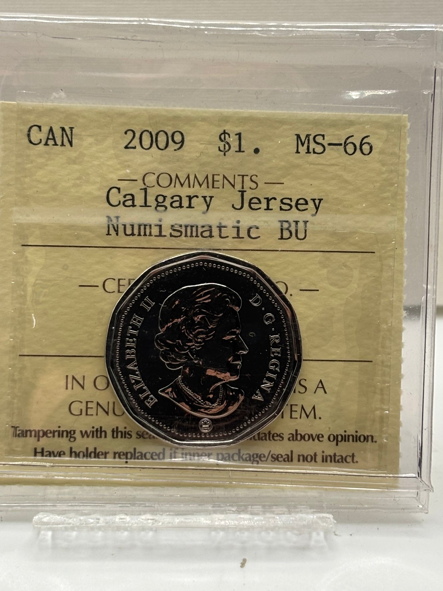 2009 Canada $1 Calgary Jersey NBU. ICCS graded MS-66