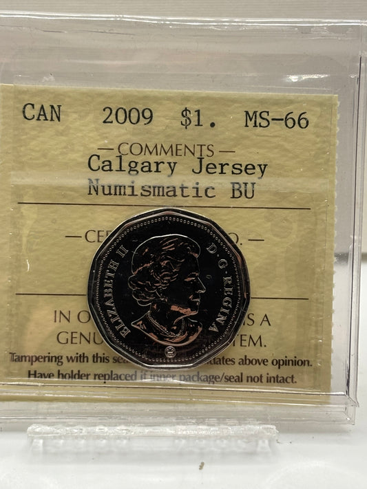 2009 Canada $1 Calgary Jersey NBU. ICCS graded MS-66