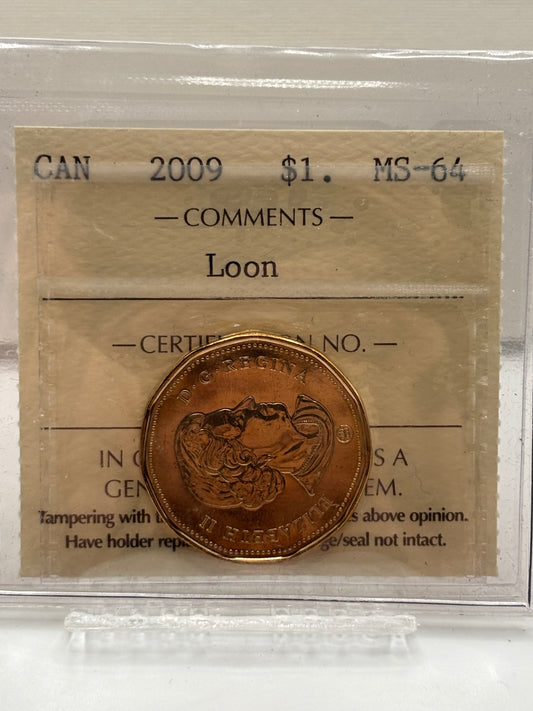 2009 Canada $1 Loon. ICCS Graded MS-64