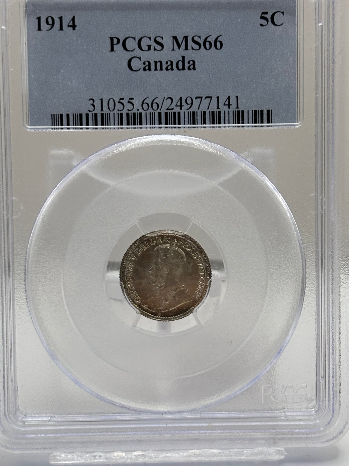 1914 Canada 5 Cent PCGS graded MS-66