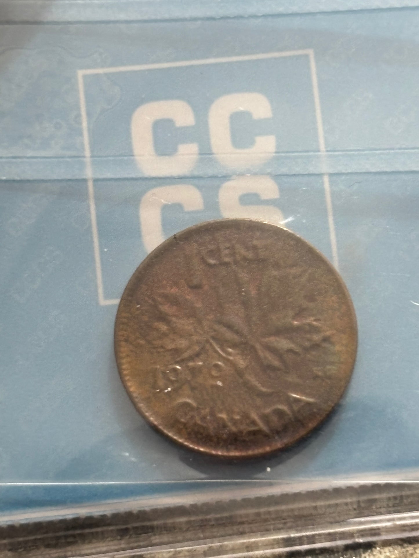 1979 Canada 1 Cent Error Struck Through Cap. CCCS Graded MS-62 Brown