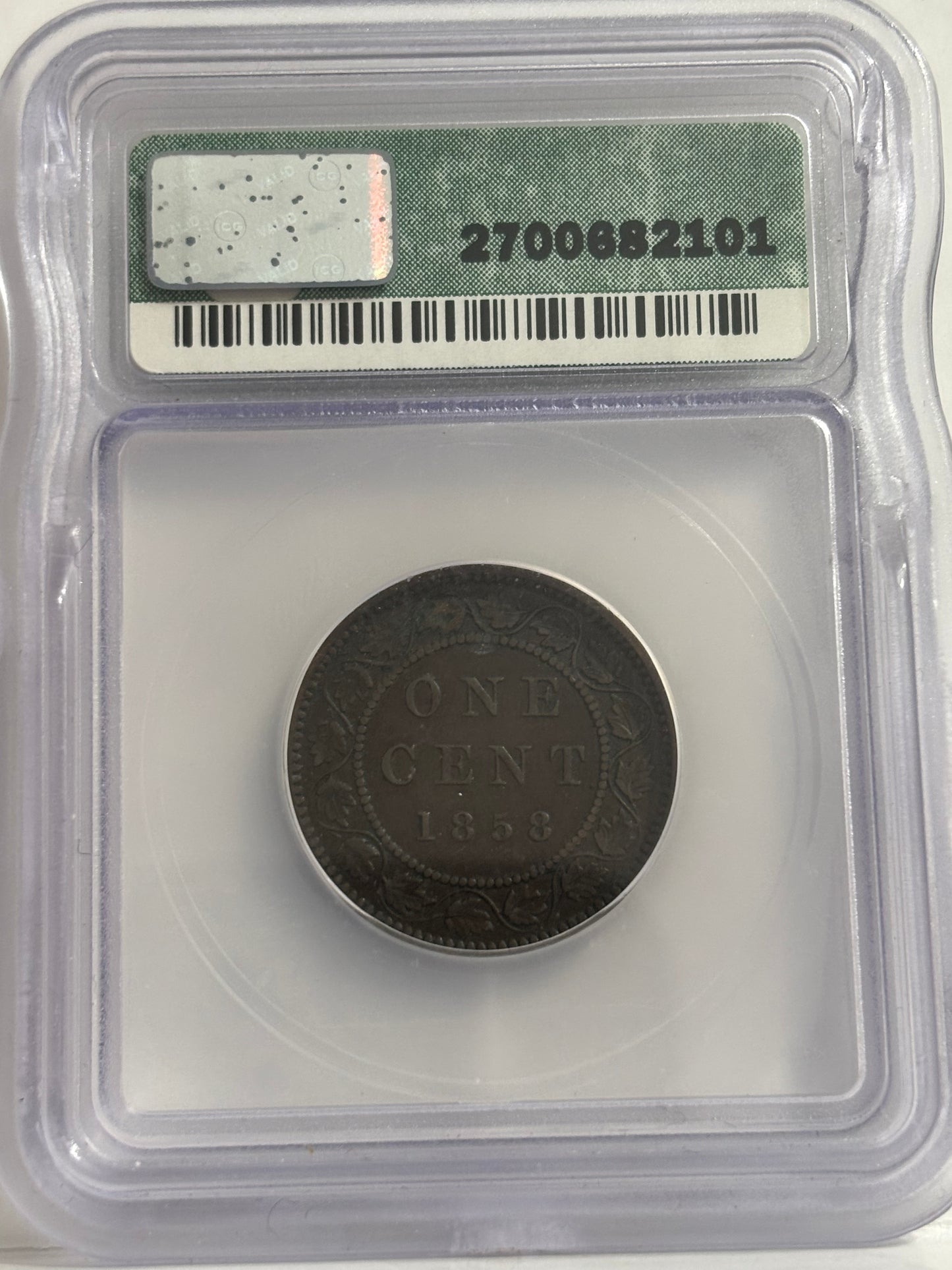 1858 Canada 1 Cent. ICG Graded VF30
