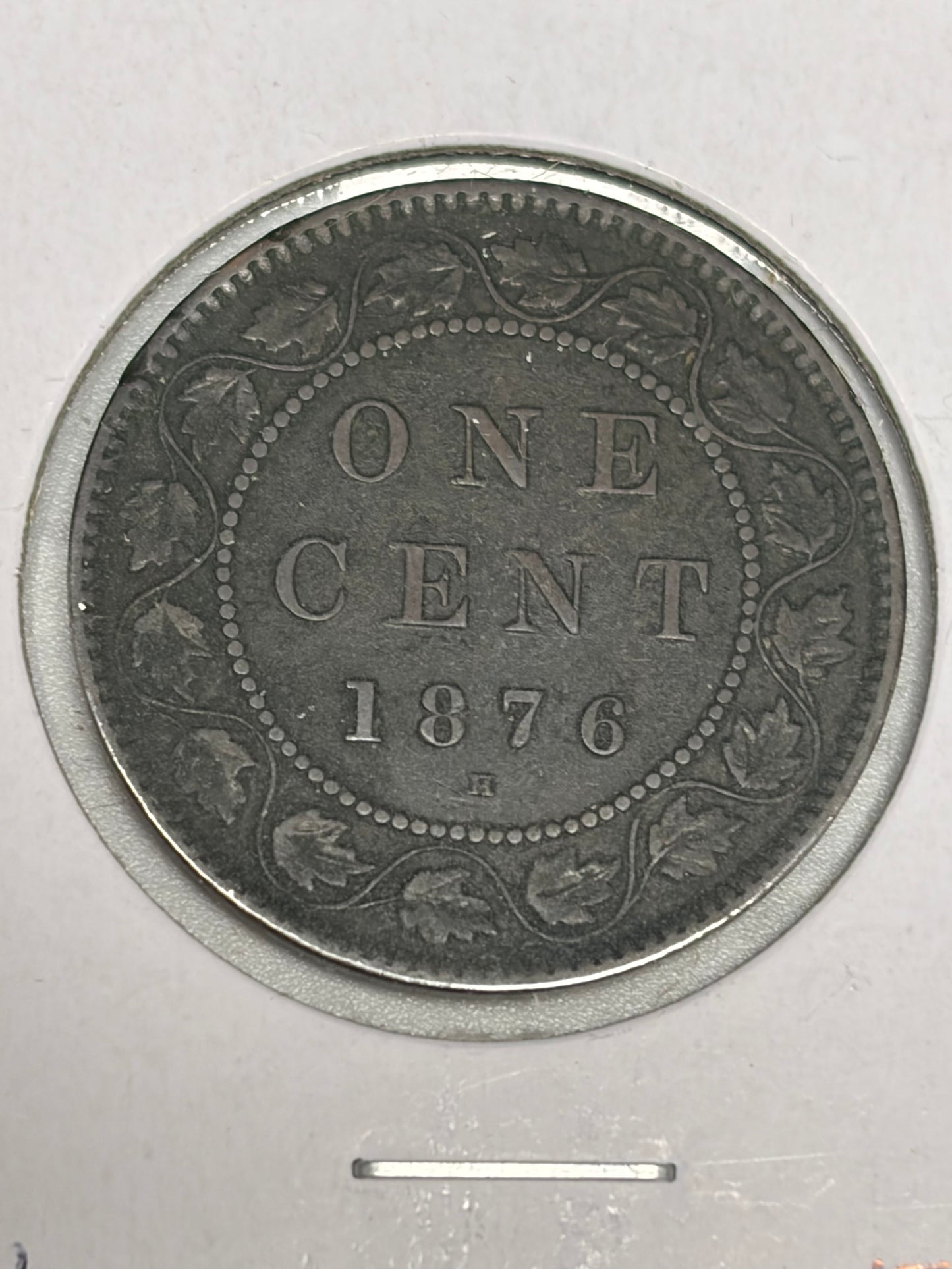 1876H Canada large $0.01. VF30/rim nicks.