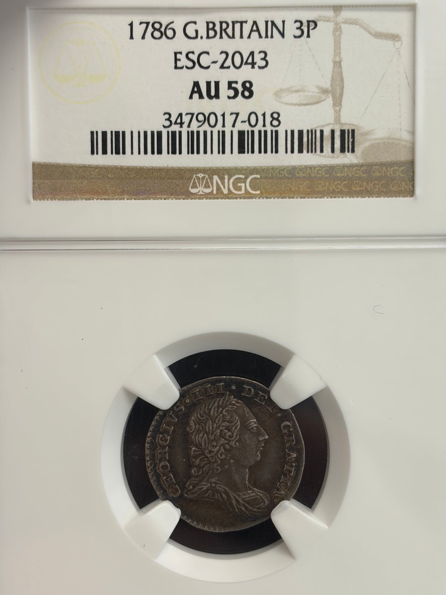 1786 4 coin British Maundy Set NGC Graded AU58-MS62