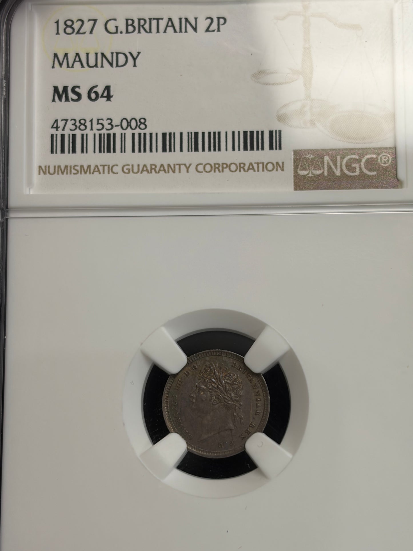 1827 4 coin British Maundy Set NGC Graded MS61-MS64