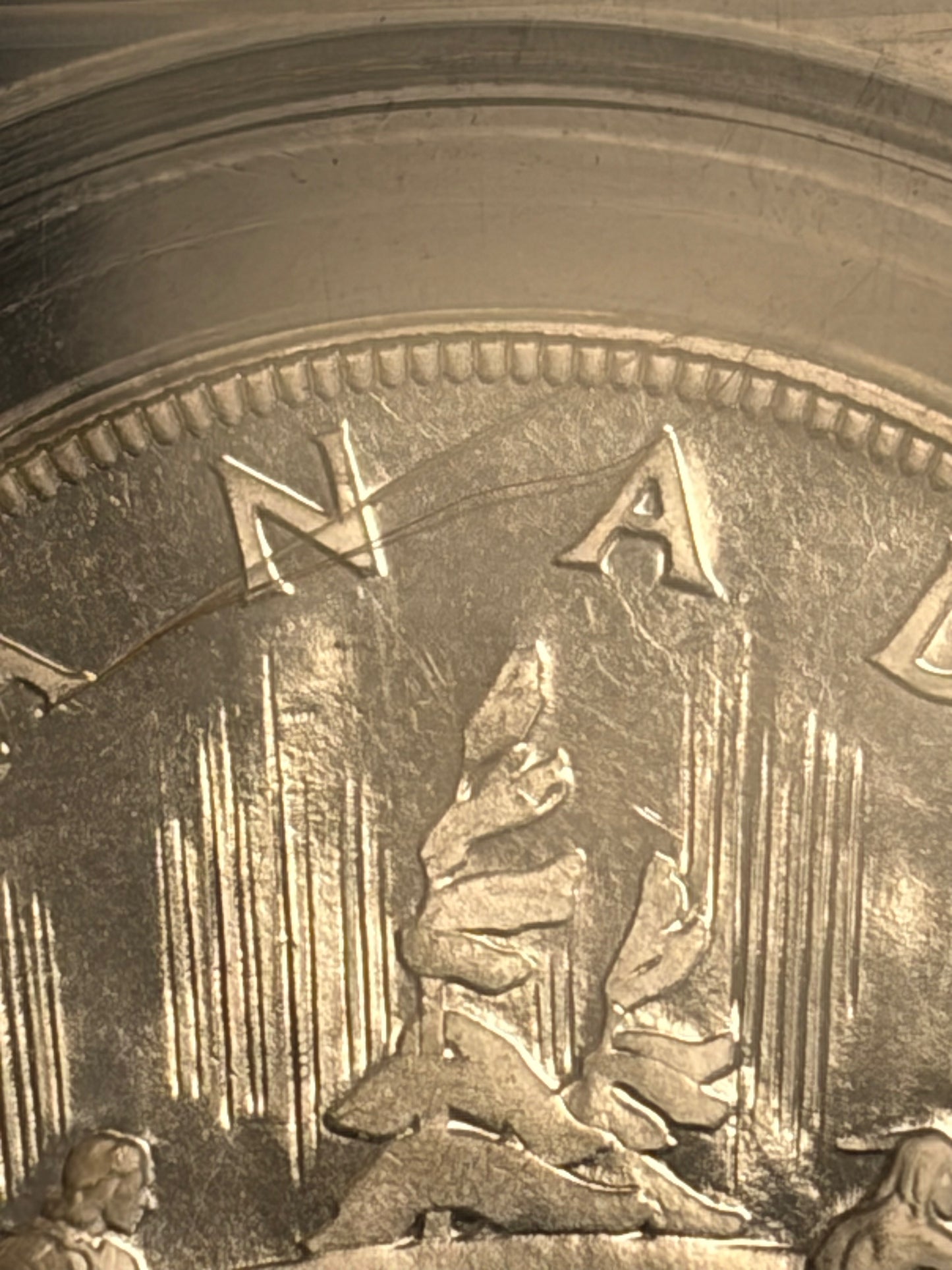 1962 Canada 1 Dollar. CCCS graded PL-65. Extremely Rare Error. Struck through hair with the hair still attached!