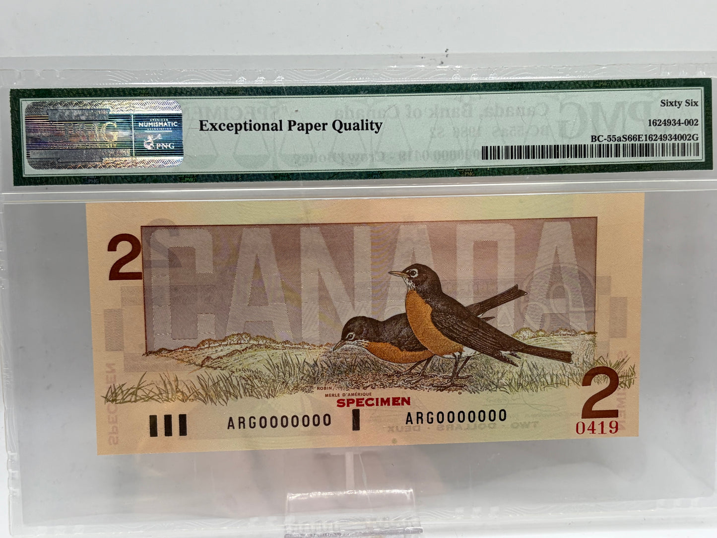 Bird series specimen set. PMG graded 65-66. $2-$100