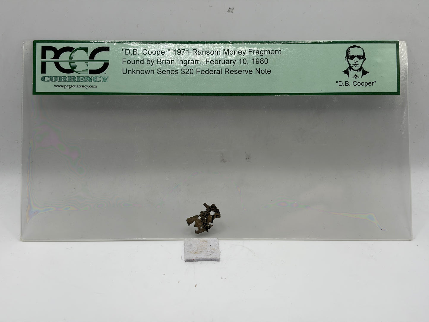 “DB COOPER” 1971 ransom money fragment found by Brian Ingram.