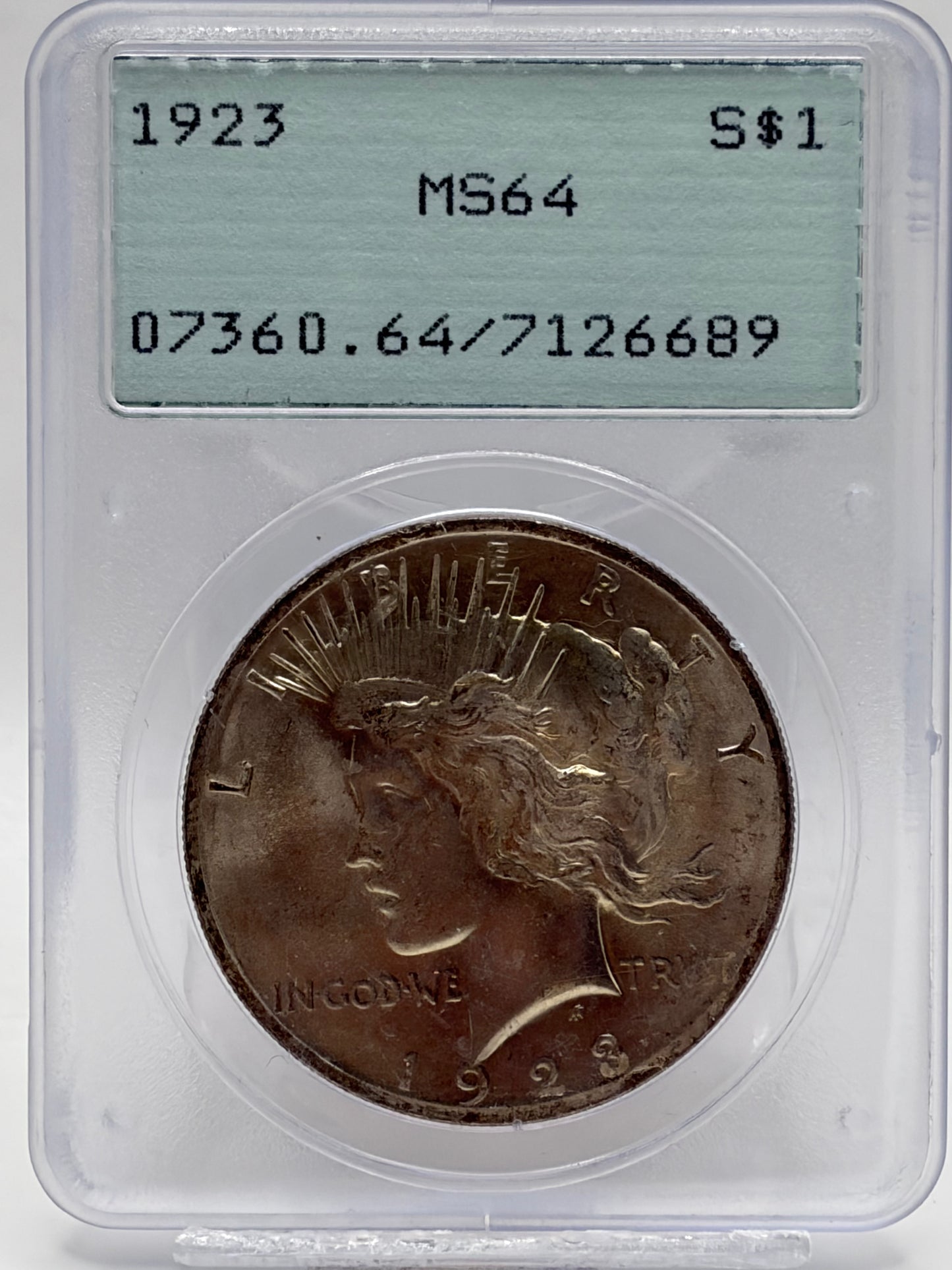 1923 Peace Silver Dollar PCGS MS64 | Brilliant Uncirculated | Philadelphia Mint. Old holder!