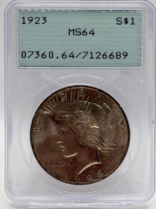 1923 Peace Silver Dollar PCGS MS64 | Brilliant Uncirculated | Philadelphia Mint. Old holder!