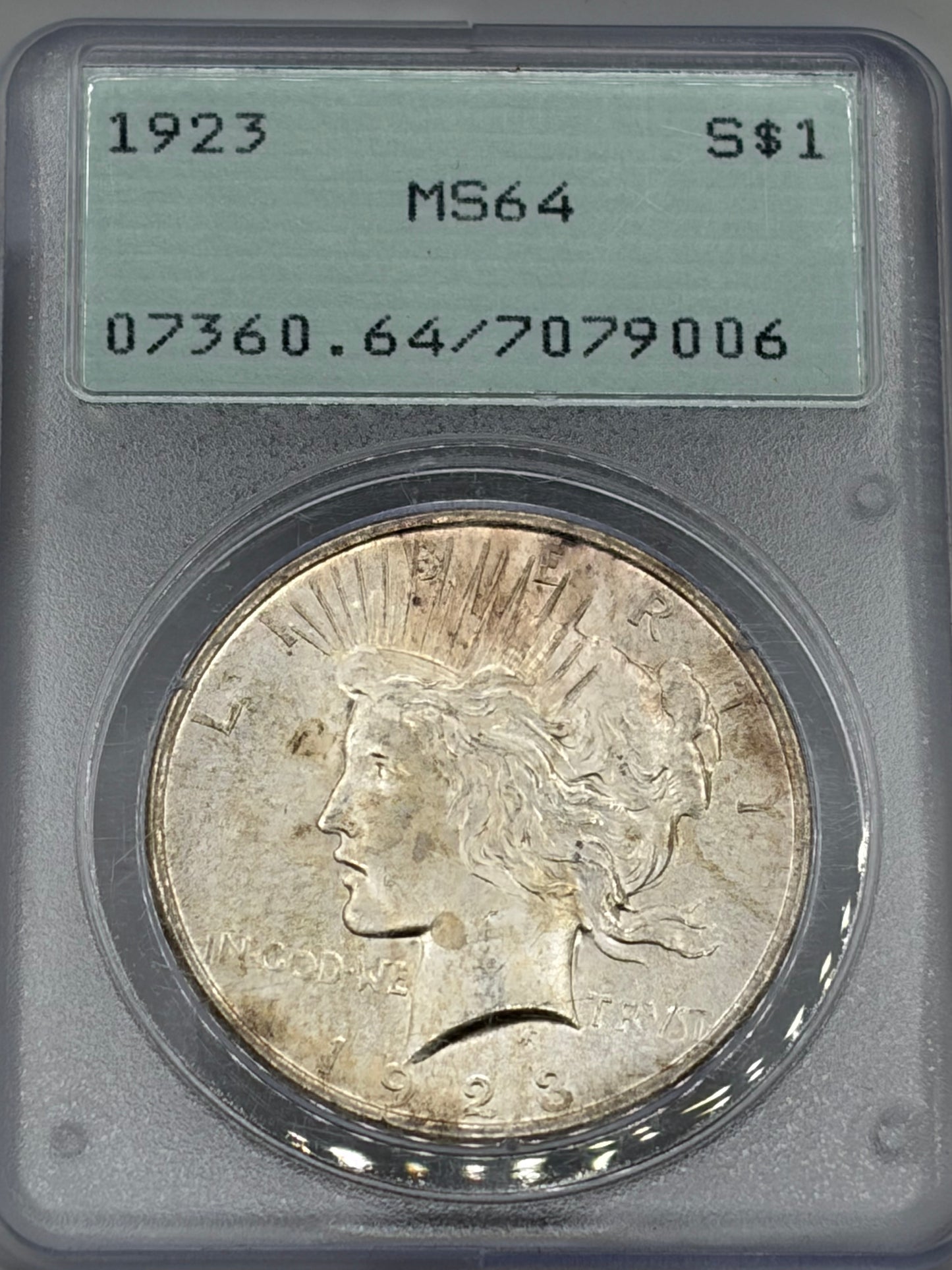 1923 Peace Silver Dollar PCGS MS64 | Brilliant Uncirculated | Philadelphia Mint. Old holder!