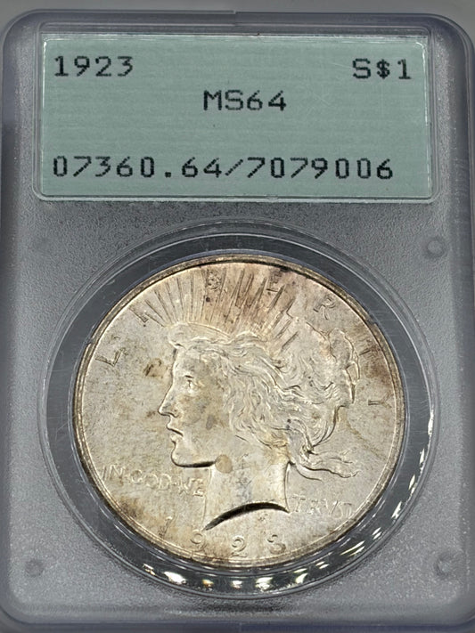 1923 Peace Silver Dollar PCGS MS64 | Brilliant Uncirculated | Philadelphia Mint. Old holder!