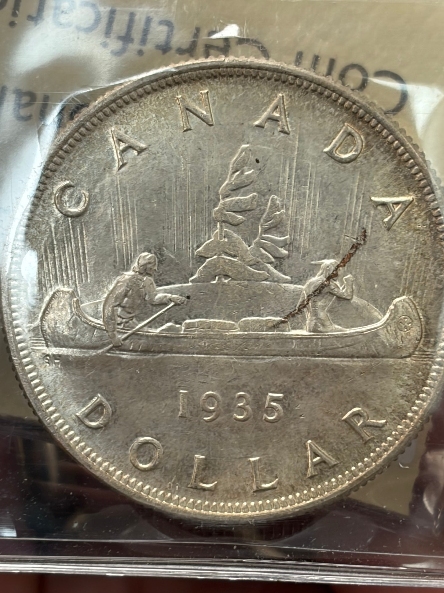 1935 Canada Silver Dollar | ICCS MS-66 | Brilliant Gem Mint State | Key Early Voyageur Dollar