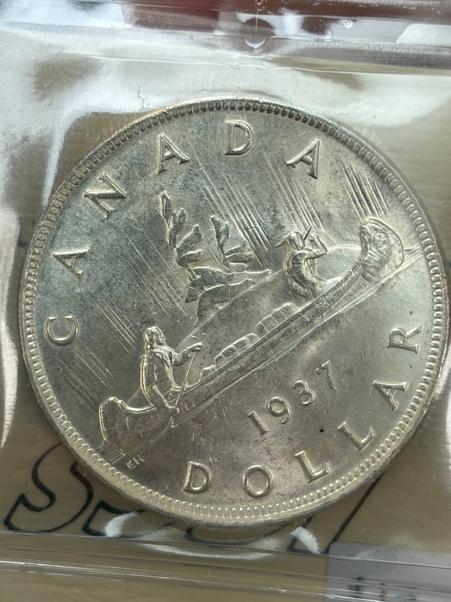 1937 Canada Silver Dollar | ICCS MS-63 | King George VI Voyageur Dollar | Brilliant Mint State