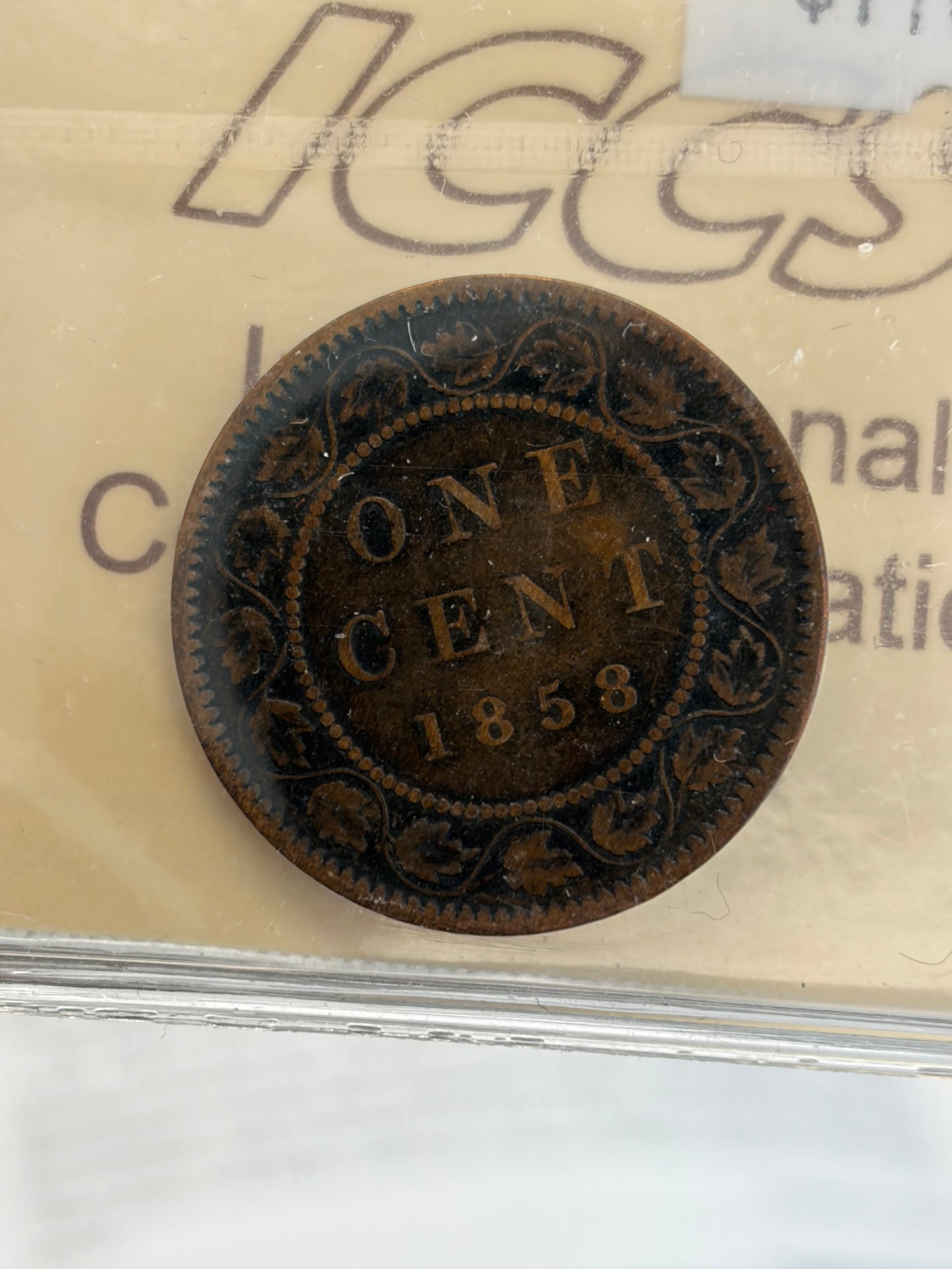 1858 Canada Large Cent | ICCS F-12 | Province of Canada One Cent | Queen Victoria Copper Coin. Key Date