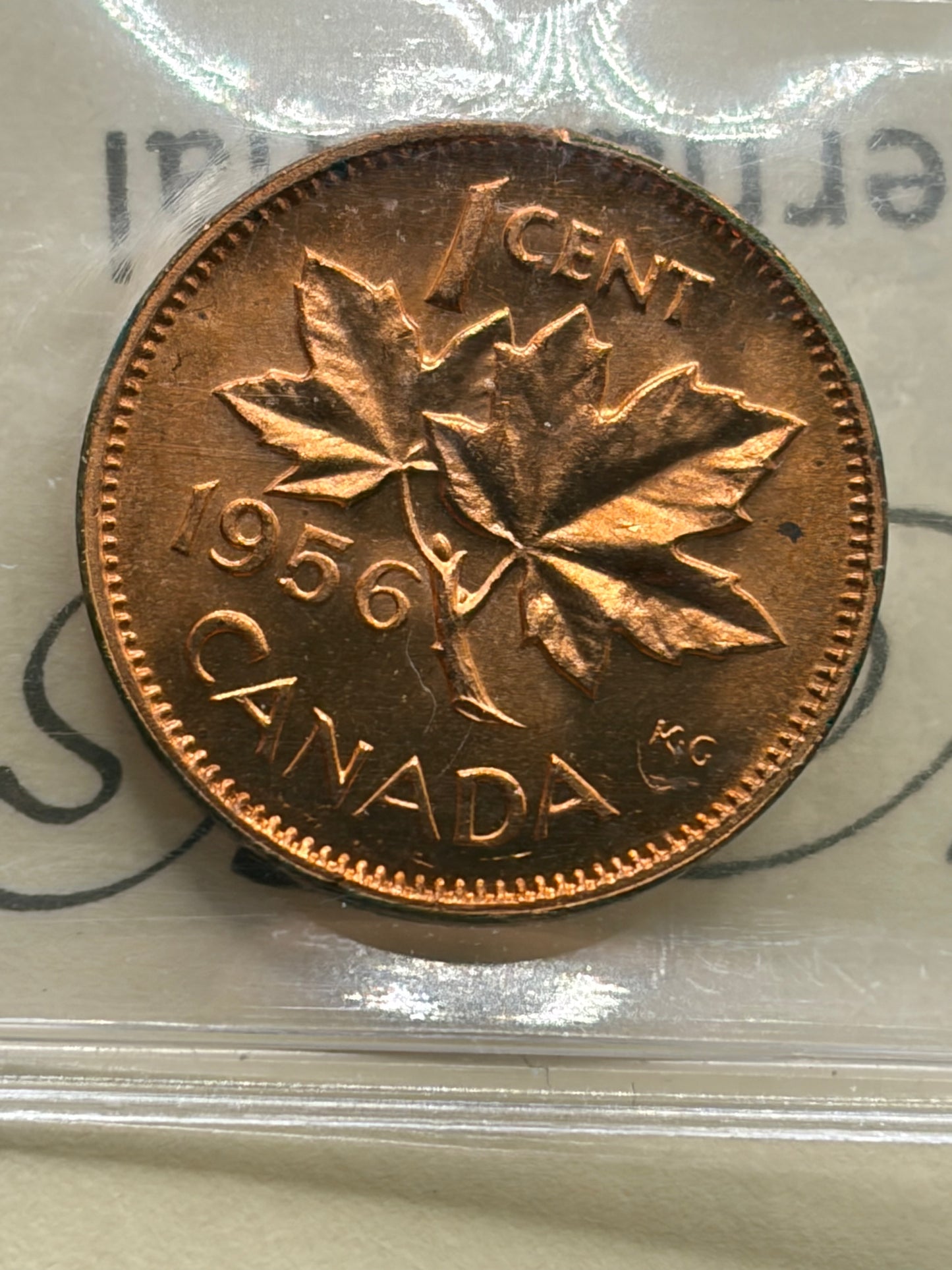 1956 Canada 1 Cent Penny | ICCS MS-64 Red | Brilliant Uncirculated Bronze Cent
