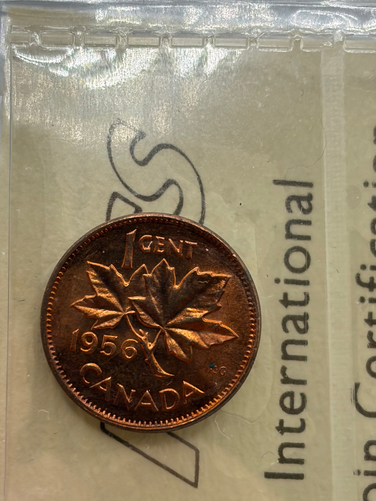 1956 Canada 1 Cent Penny | ICCS MS-65 Red | Gem Brilliant Uncirculated Bronze Cent