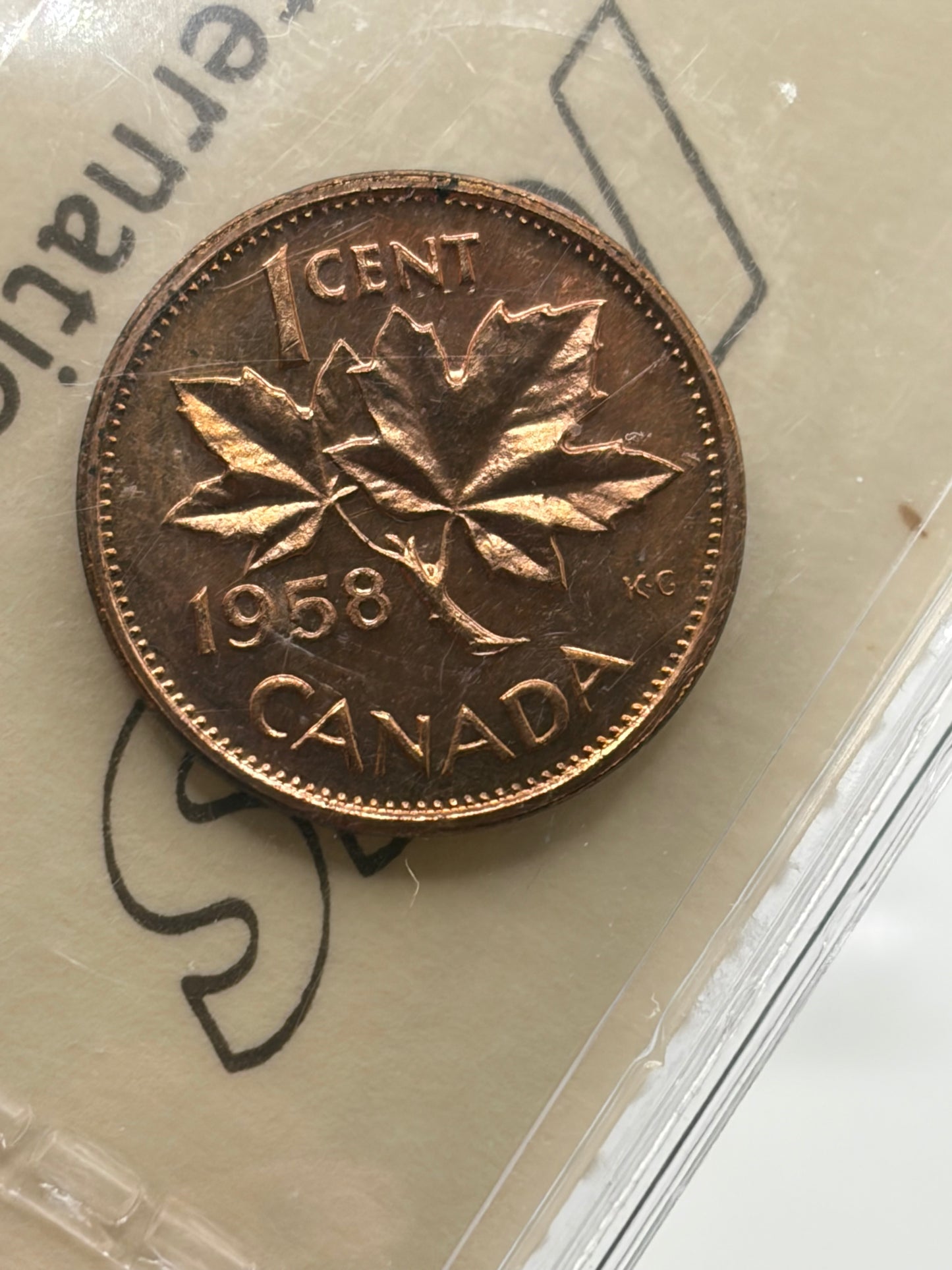 1958 Canada 1 Cent Penny | ICCS MS-64 Red | Brilliant Uncirculated Bronze Cent