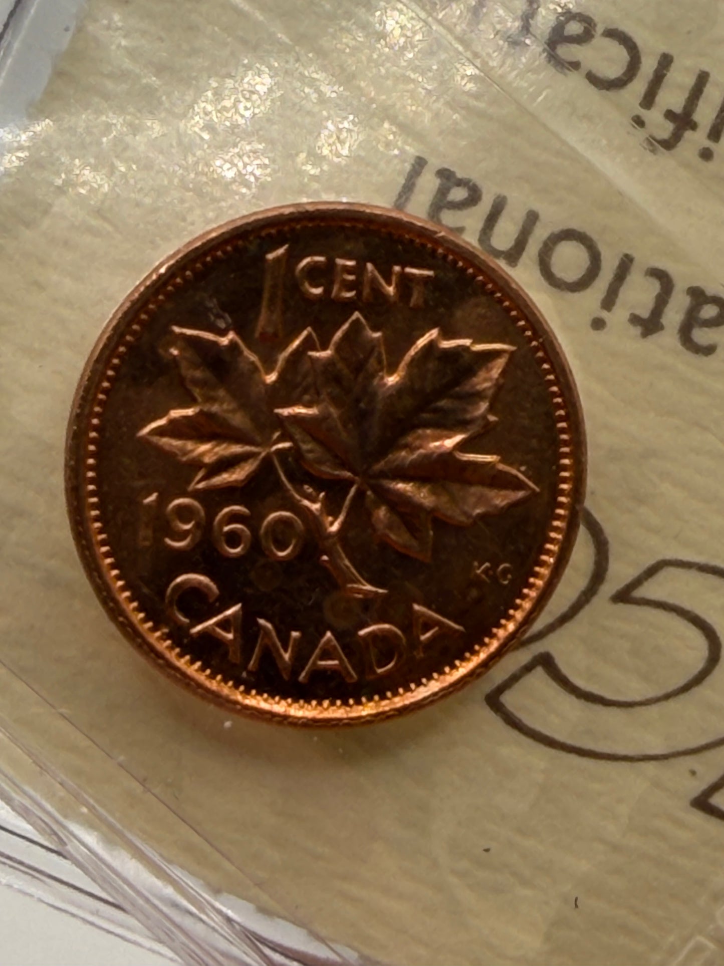 1960 Canada 1 Cent Penny | ICCS MS-65 Red | Gem Brilliant Uncirculated Bronze Cent