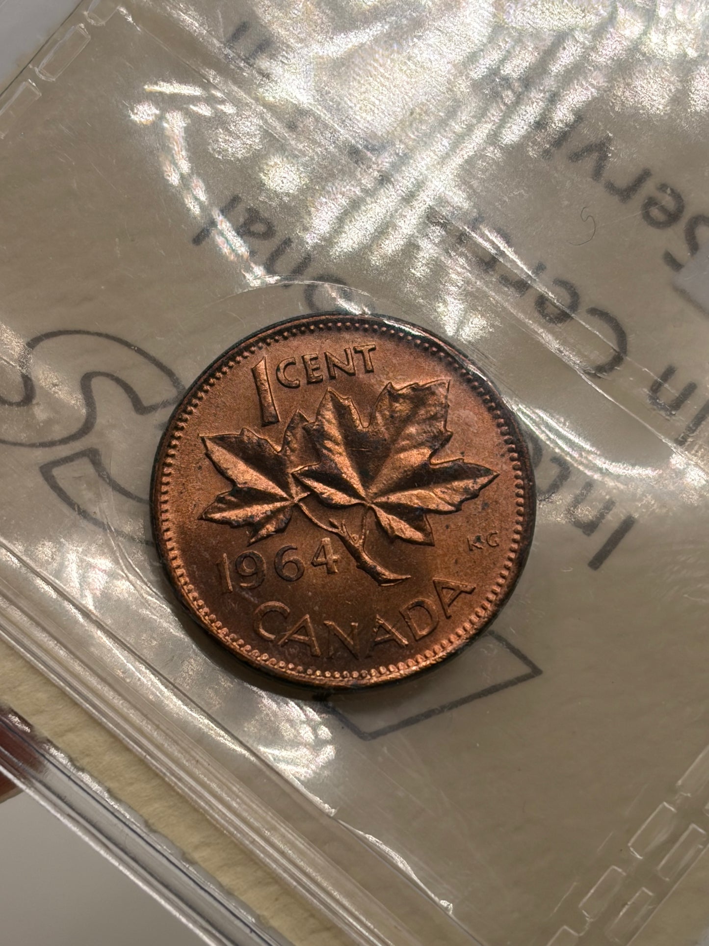 1964 Canada 1 Cent Penny | ICCS MS-64 Red Heavy Cameo | Scarce Heavy Cameo Bronze Cent