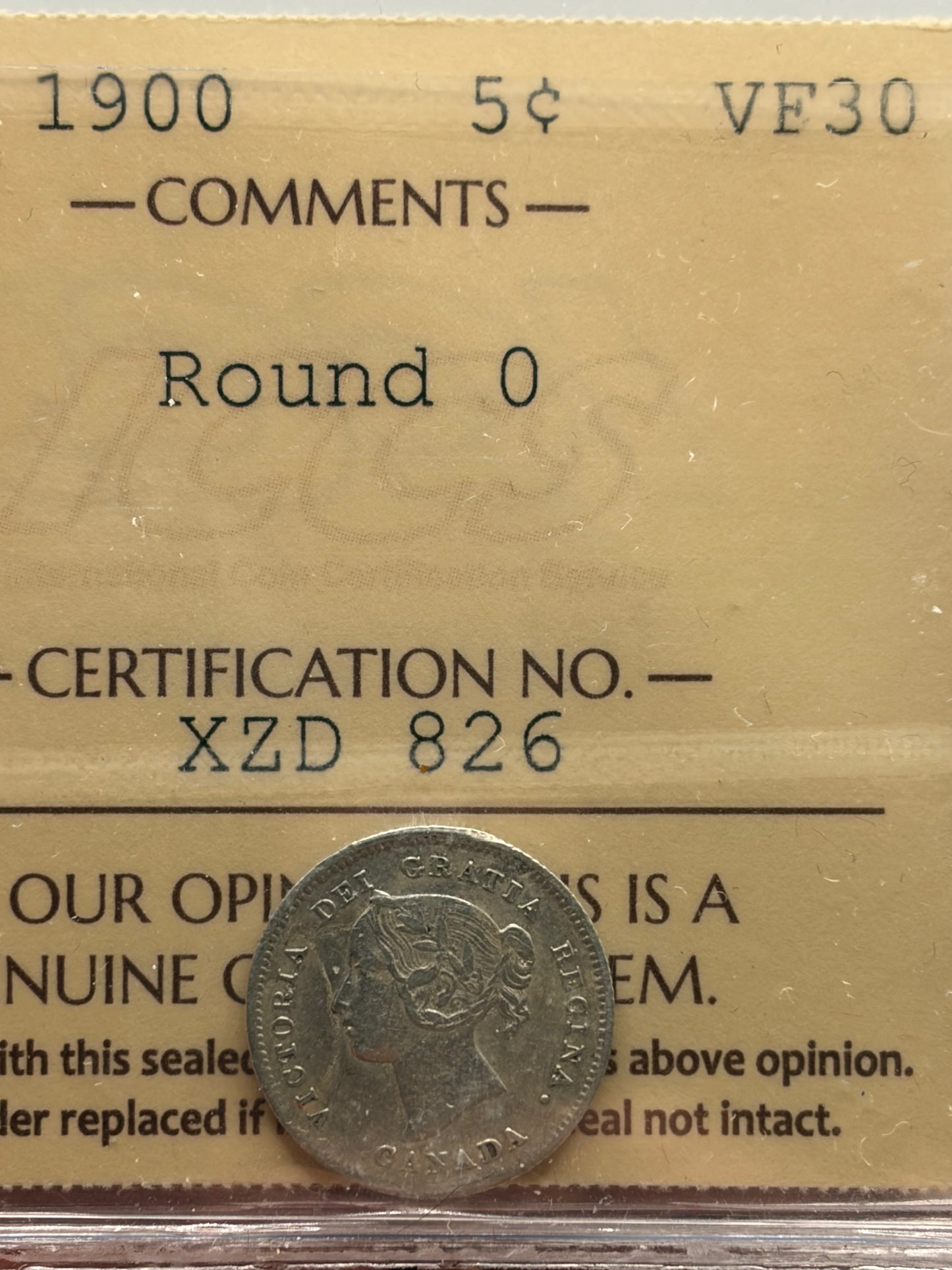 1900 Canada 5 Cents Silver | ICCS VF-30 Round 0 | Victorian Silver Five Cent Coin