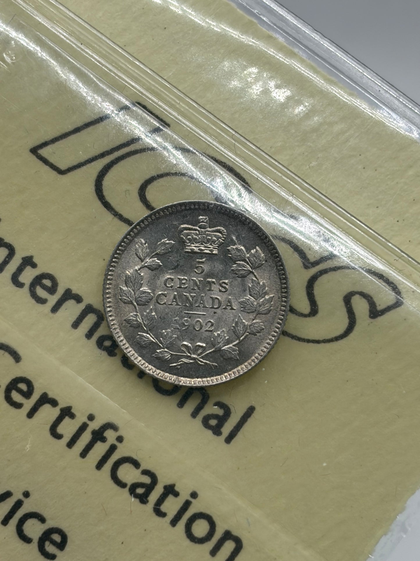 1902 Canada 5 Cents Silver | ICCS AU-55 | King Edward VII Silver Five Cent Coin
