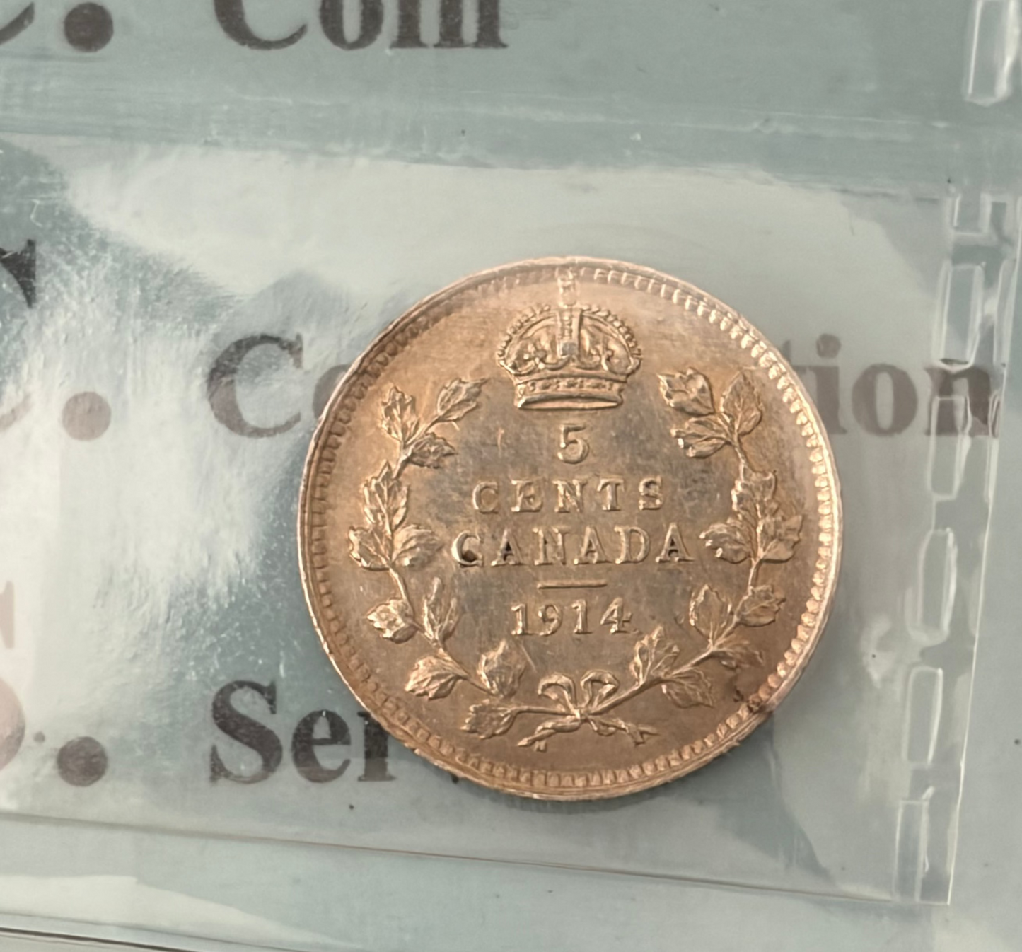 1914 Canada 5 Cents Silver | CCCS EF-40 Cleaned | King George V