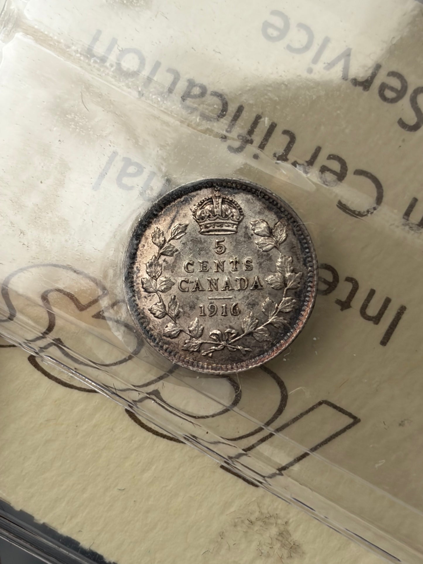 1916 Canada 5 Cents Silver | ICCS EF-45 | King George V